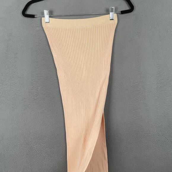 L Space Skirt Womens Extra Small Pink Ribbed Knit Stretch Pull On Slit Maxi XS - Picture 2 of 7